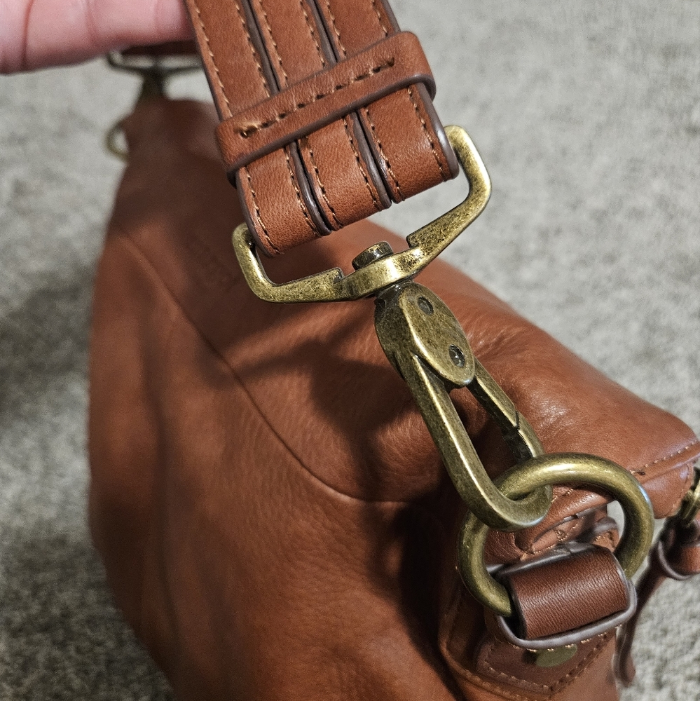 Margot Brown Leather Purse. Hobo, Boho. Fold Over. Shoulder Bag Purse - Picture 5 of 15